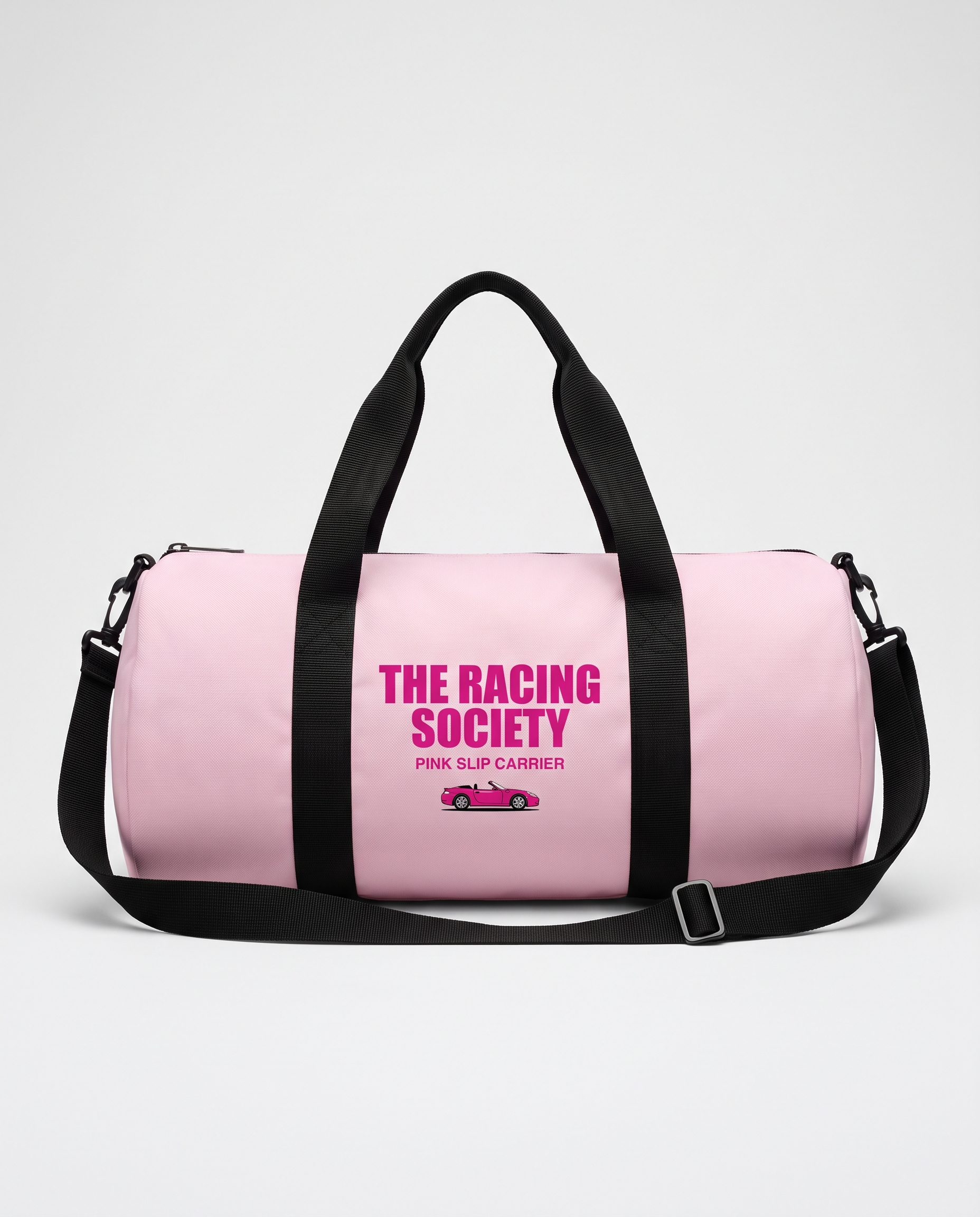 Pink Slip Carrier gym bag — studio hero