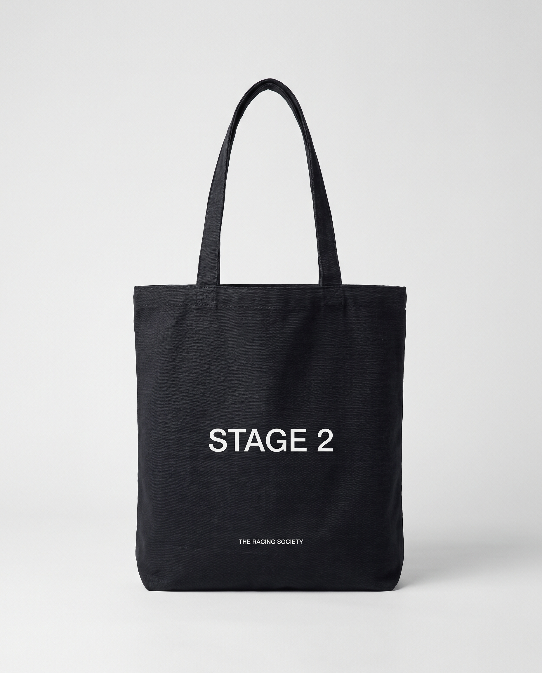 Stage 2 black eco tote — studio hero