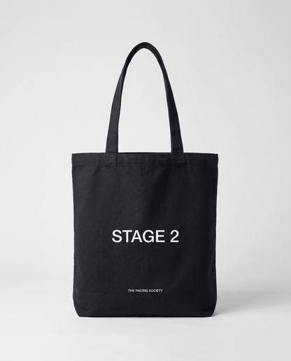 Stage 2 black eco tote — studio hero