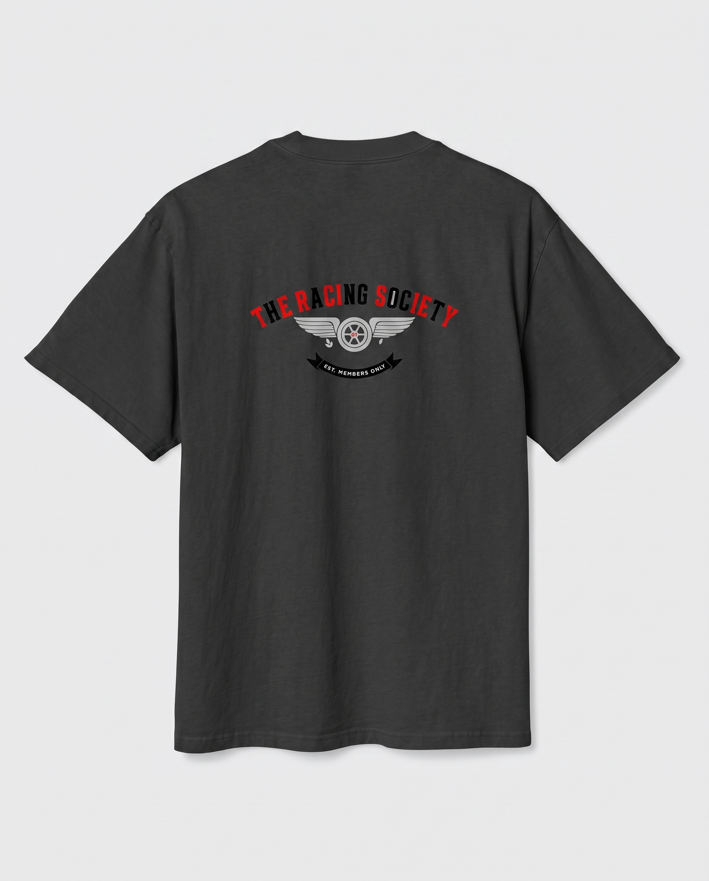 Racing Society Crest — back flat, Faded Black