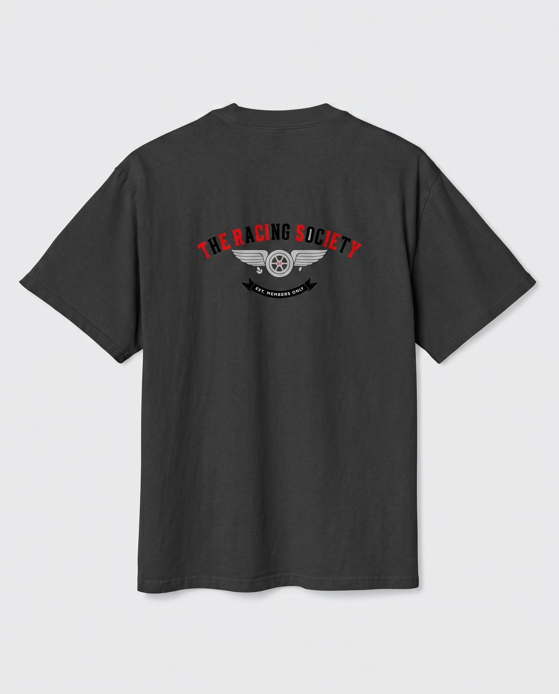 Racing Society Crest — back flat, Faded Black
