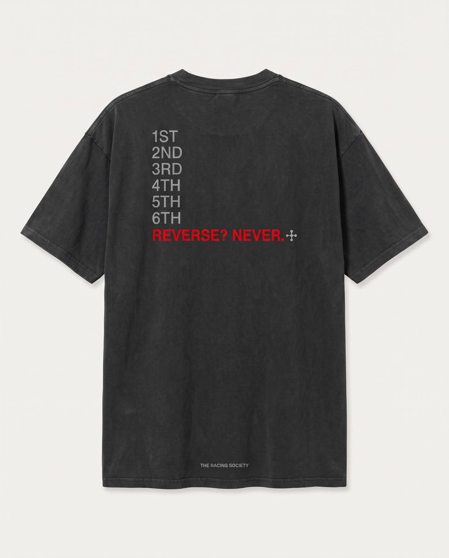 Reverse? Never. — back flat, Faded Black