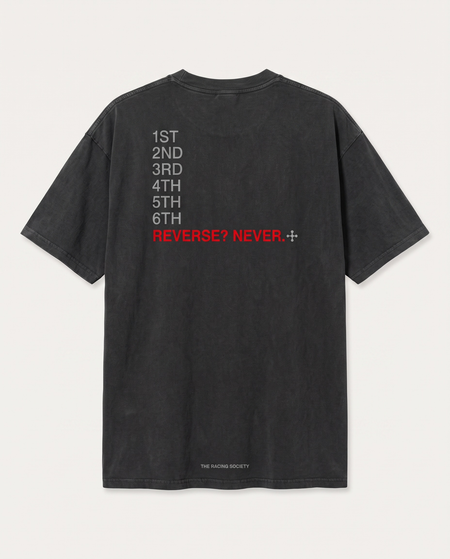 Reverse? Never. — back flat, Faded Black