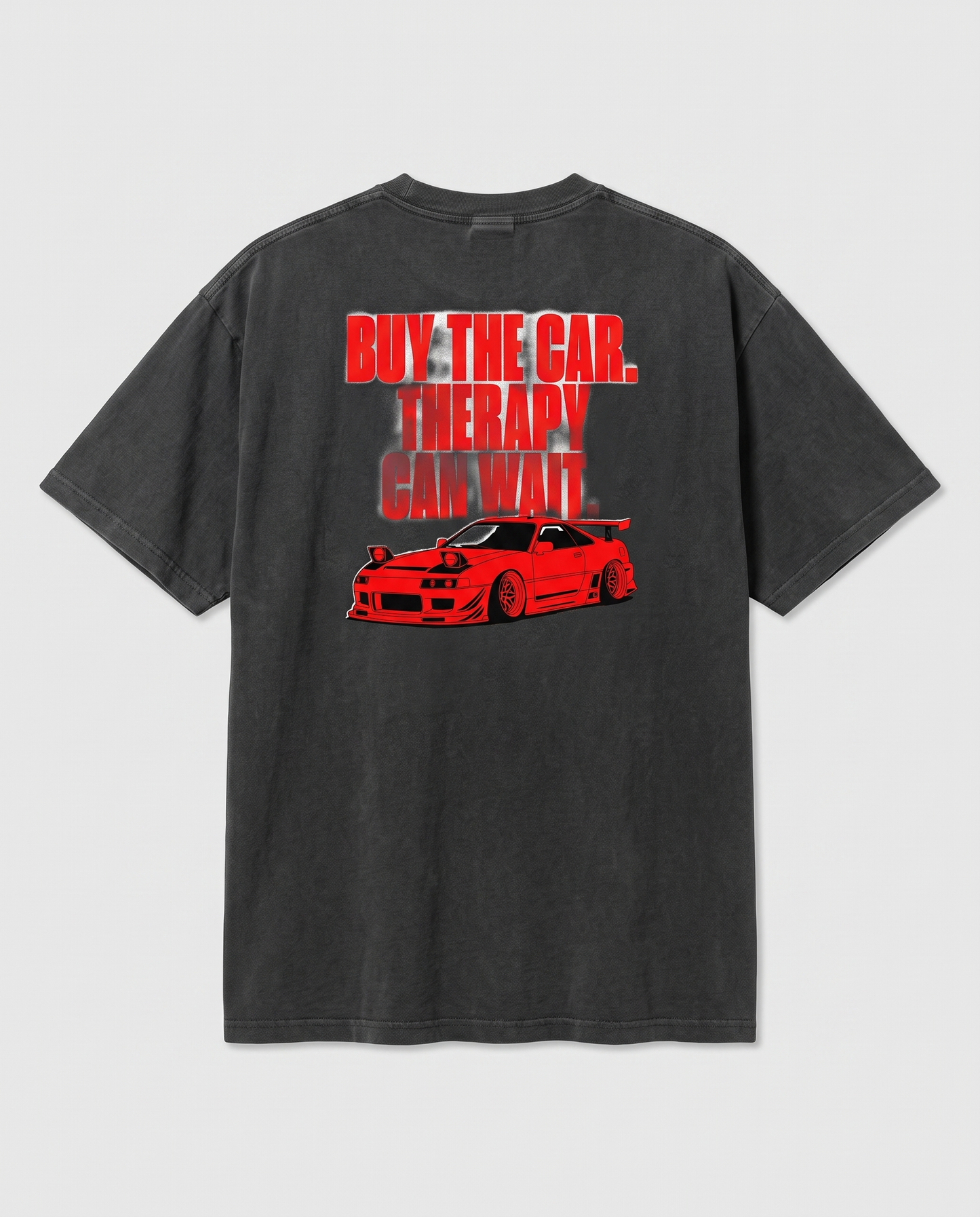 Buy The Car. Therapy Can Wait. — back flat, Faded Black