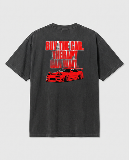 Buy The Car. Therapy Can Wait. — back flat, Faded Black