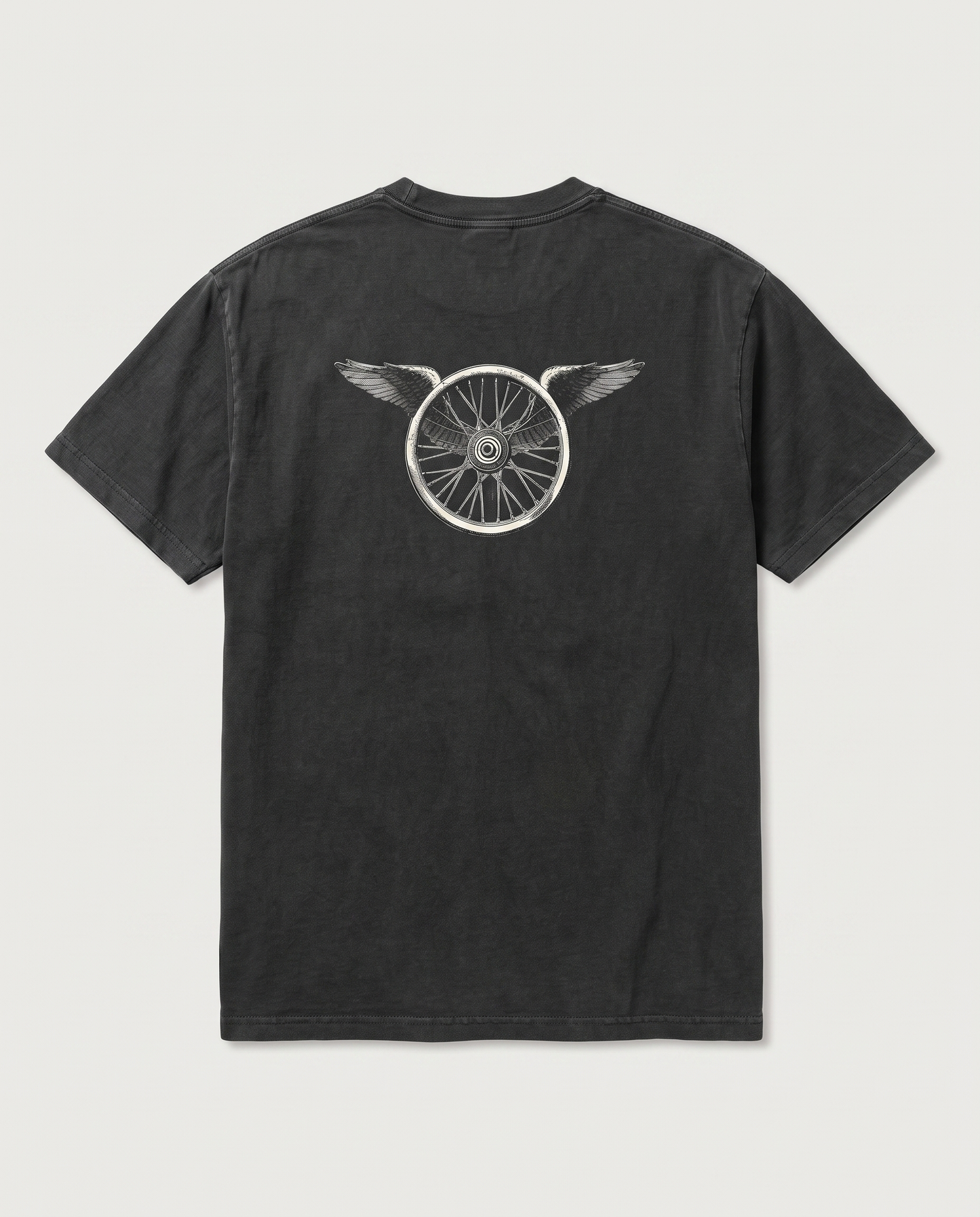 Winged Wheel — back flat, Faded Black