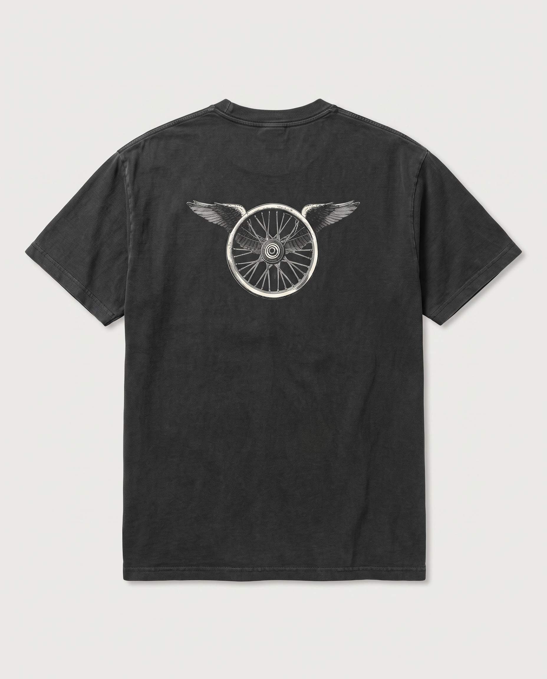 Winged Wheel — back flat, Faded Black