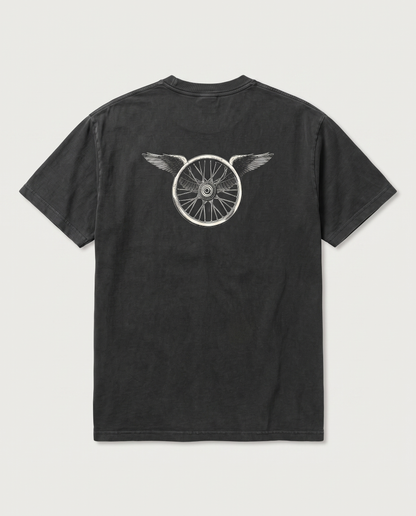 Winged Wheel — back flat, Faded Black