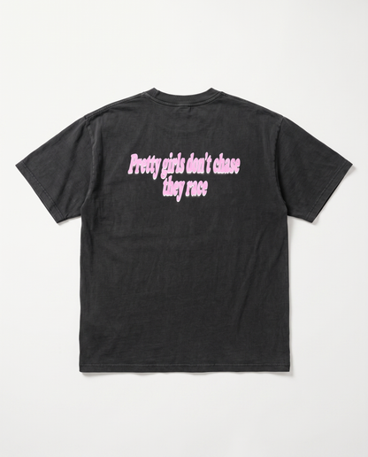 Pretty Girls Don't Chase They Race — back flat, Faded Black