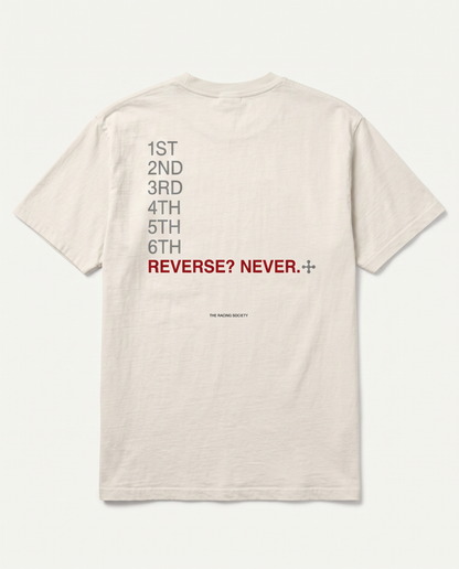 Reverse? Never. — back flat, Faded Bone