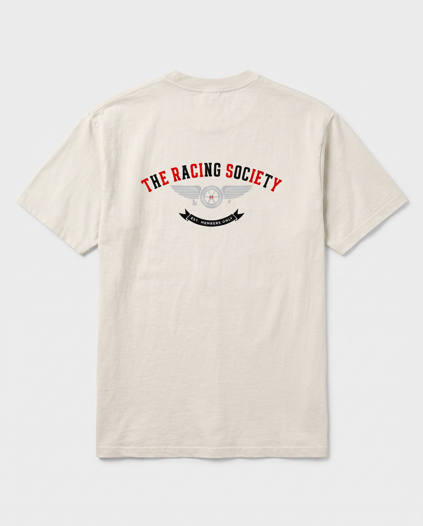 Racing Society Crest — back flat, Faded Bone