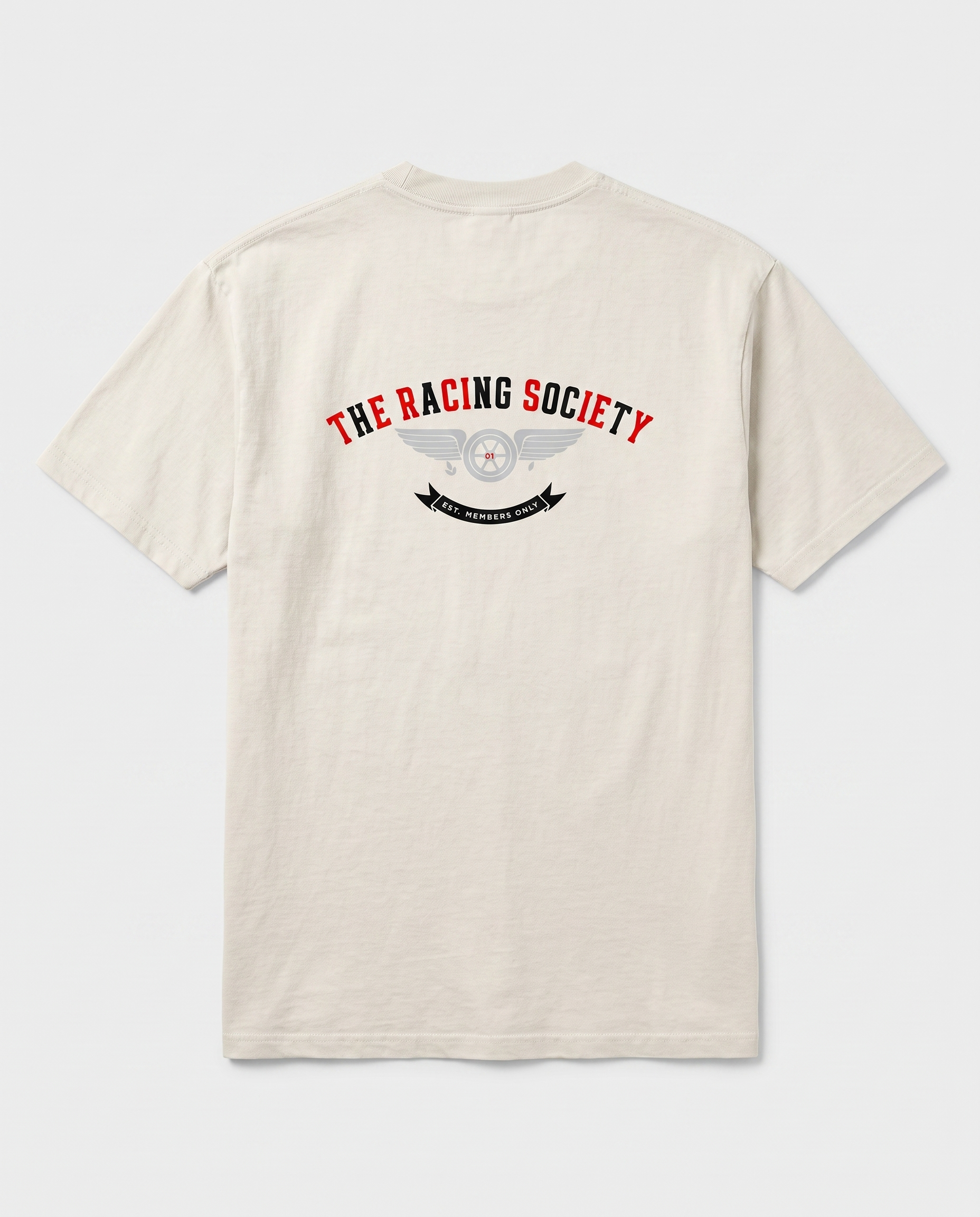Racing Society Crest — back flat, Faded Bone