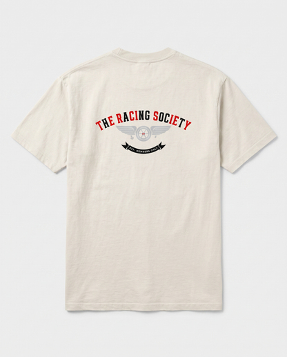 Racing Society Crest — back flat, Faded Bone