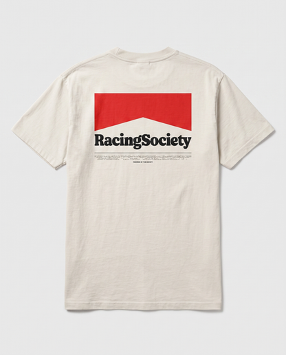 Racing Society Box Logo — back flat, Faded Bone