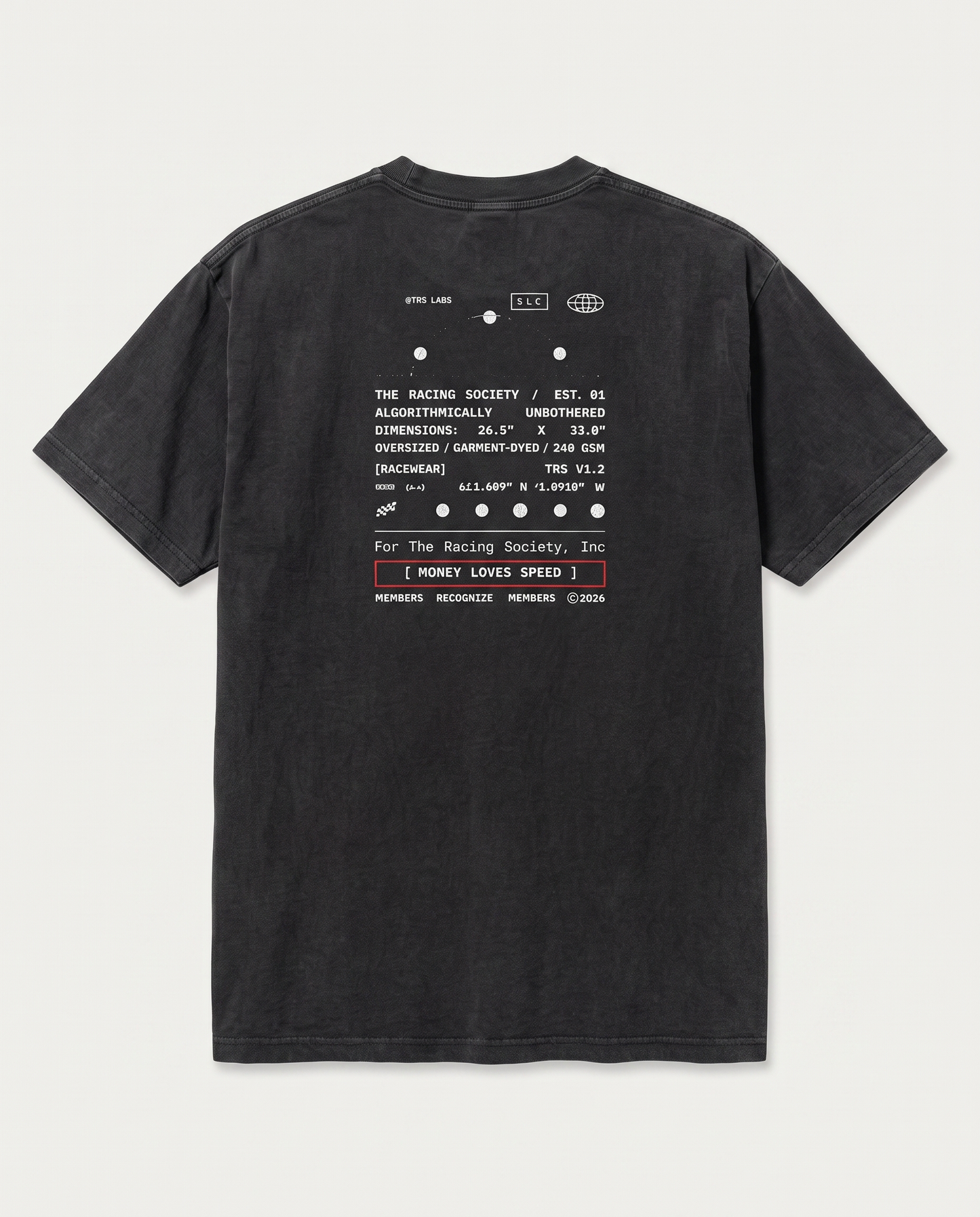 Money Loves Speed — back flat, Faded Black