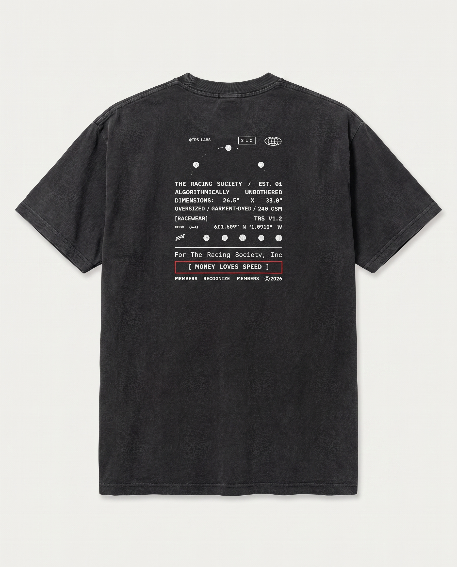 Money Loves Speed — back flat, Faded Black