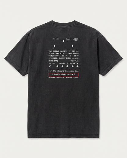 Money Loves Speed — back flat, Faded Black