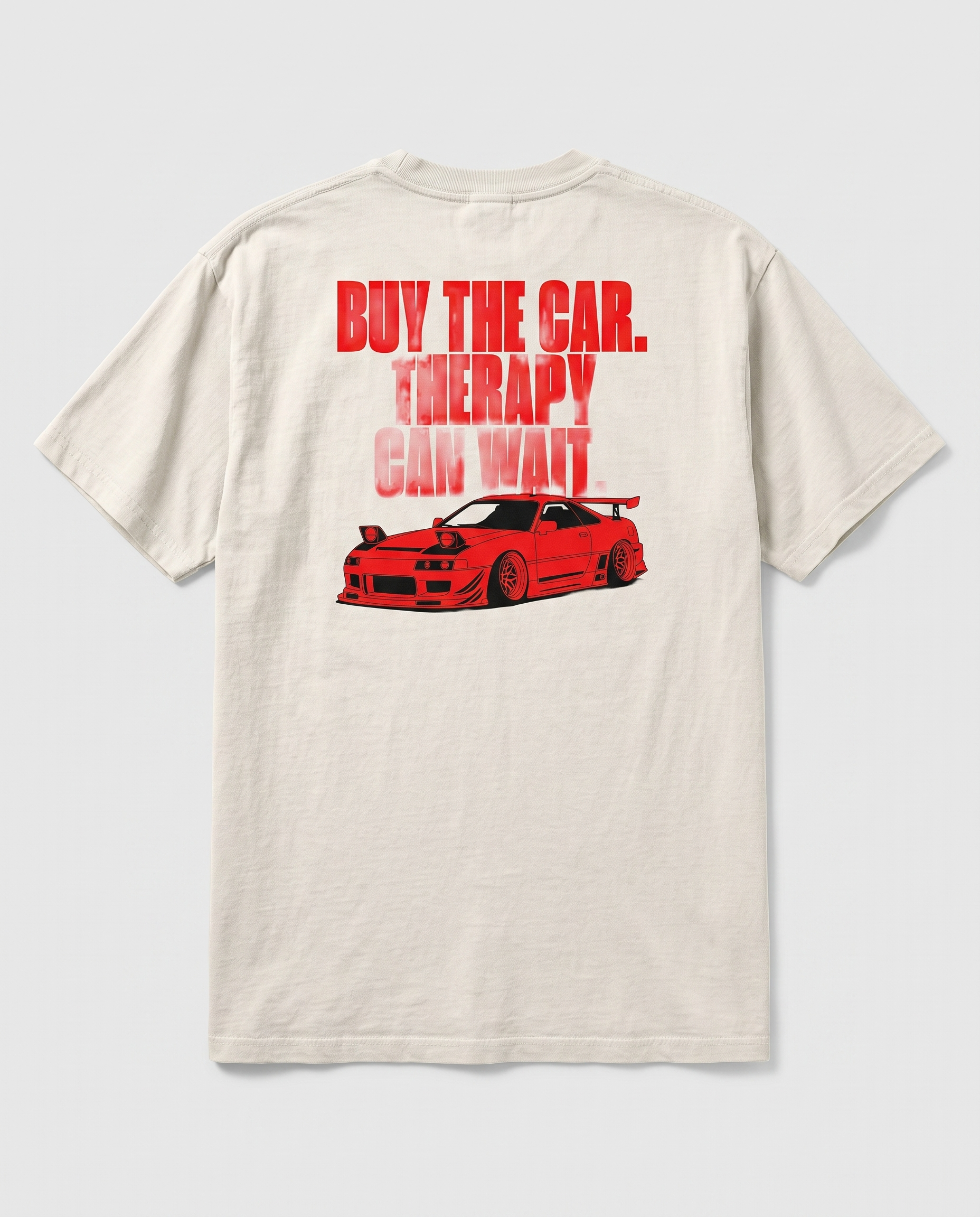 Buy The Car. Therapy Can Wait. — back flat, Faded Bone