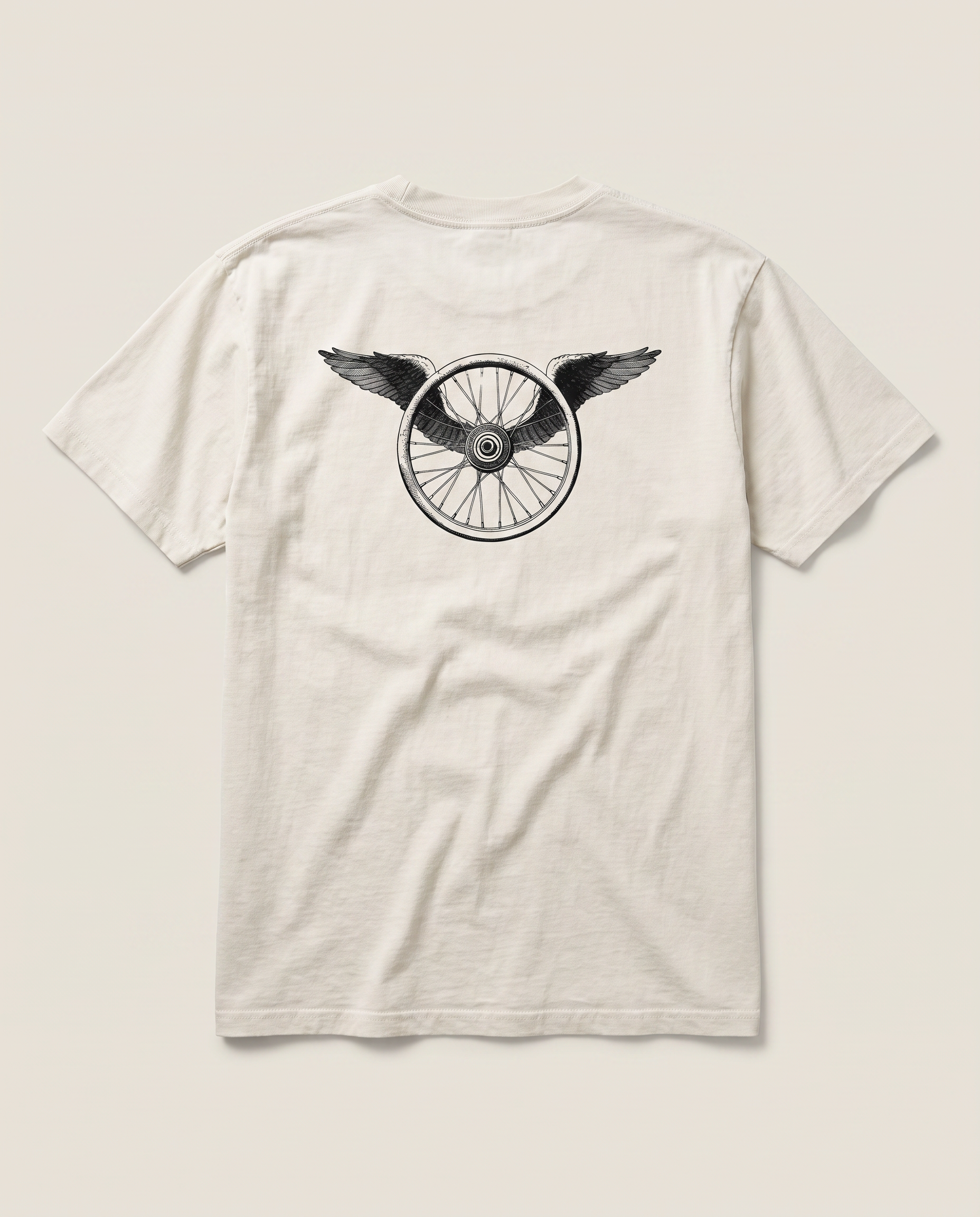 Winged Wheel — back flat, Faded Bone