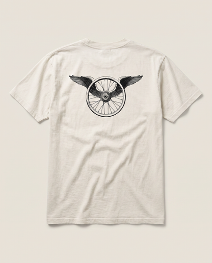 Winged Wheel — back flat, Faded Bone