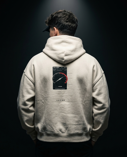 Built After Midnight box hoodie — on-model back print, The Racing Society