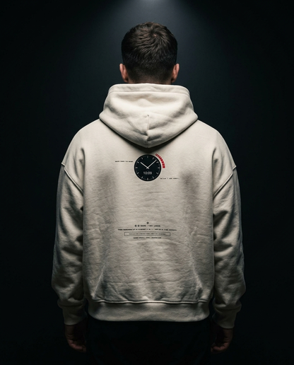 Empires Are Built After Midnight box hoodie — on-model back print, The Racing Society