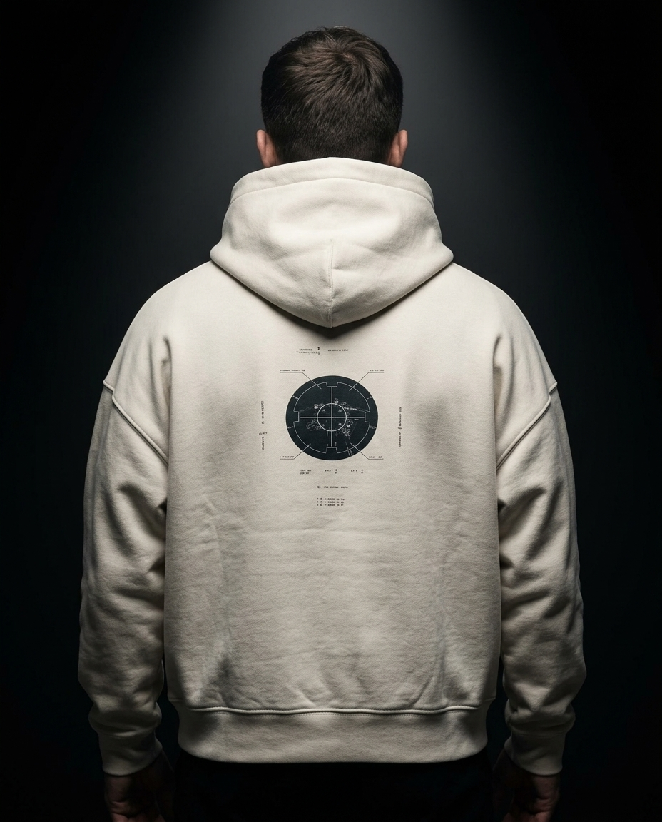 We Don't Discuss Numbers box hoodie — on-model back print, The Racing Society