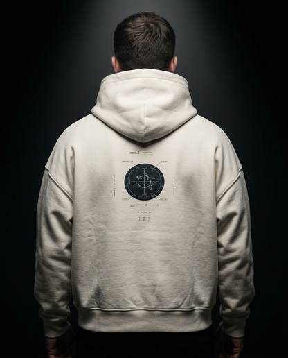 We Don't Discuss Numbers box hoodie — on-model back print, The Racing Society