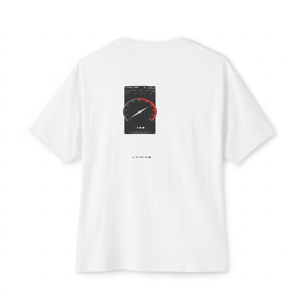 Built After Midnight oversized boxy tee — back view, White, The Racing Society