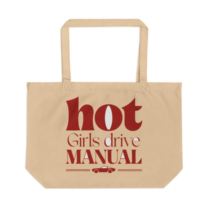 Hot Girls Drive Manual large eco tote bag — Oyster