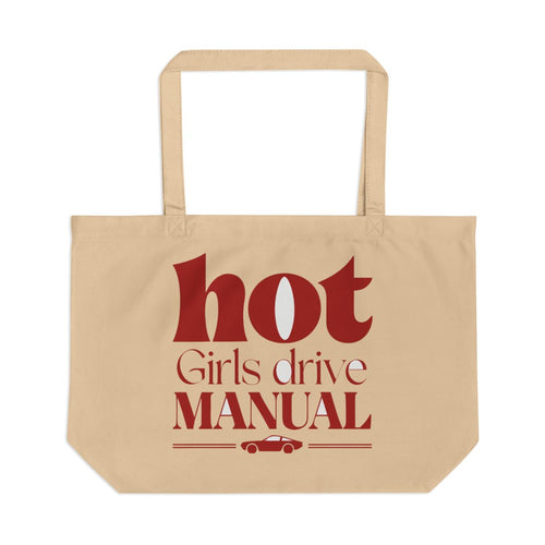 Hot Girls Drive Manual large eco tote bag — Oyster