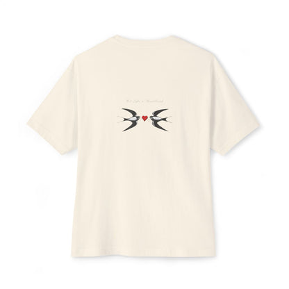 Hot Laps & Heartbreak oversized boxy tee — back print, Natural
