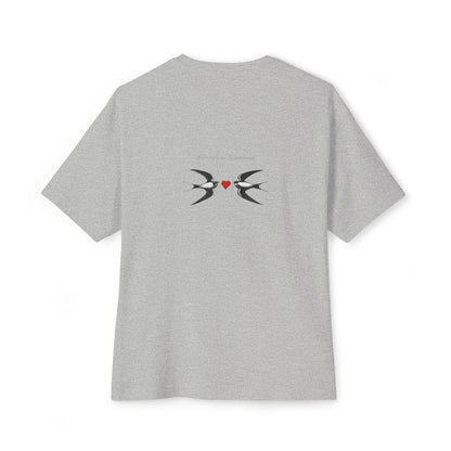 Hot Laps & Heartbreak oversized boxy tee — back print, Athletic Heather