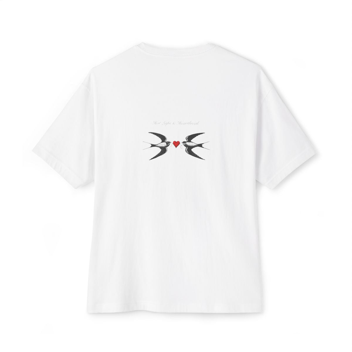 Hot Laps & Heartbreak oversized boxy tee — back print, White