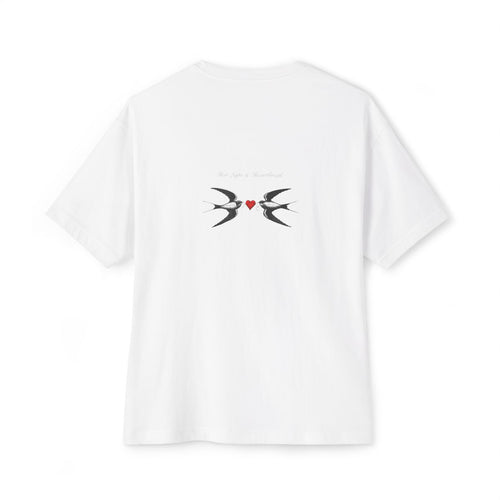 Hot Laps & Heartbreak oversized boxy tee — back print, White