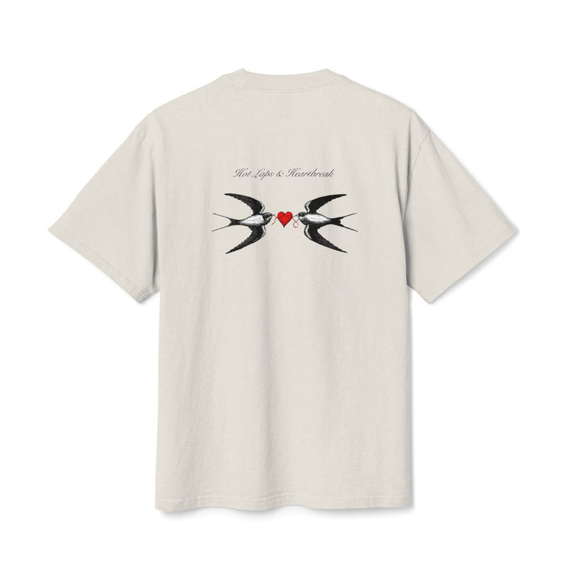 Hot Laps & Heartbreak oversized faded tee — back view, Faded Bone, The Racing Society