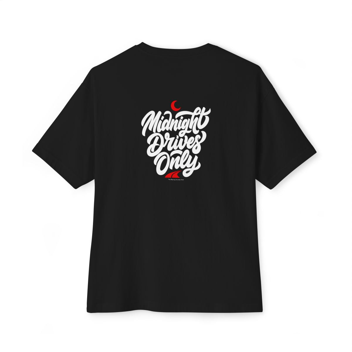 Midnight Drives Only oversized boxy tee — back print, Black
