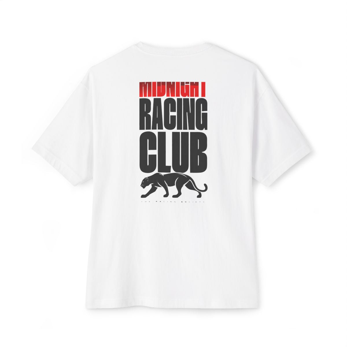 Midnight Racing Club oversized boxy tee — back print, White
