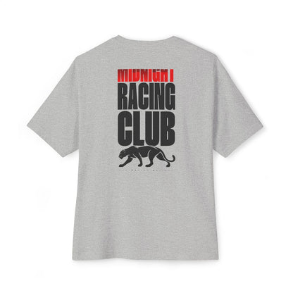 Midnight Racing Club oversized boxy tee — back print, Athletic Heather