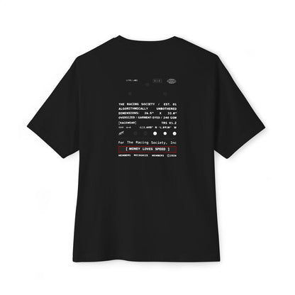 Money Loves Speed oversized boxy tee — back print, Black