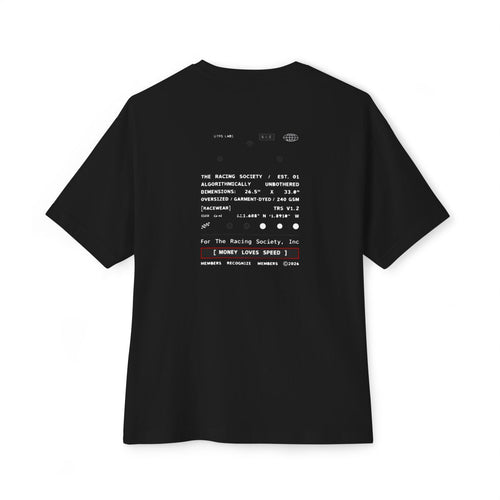 Money Loves Speed oversized boxy tee — back print, Black