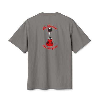 My Therapist Has Six Gears oversized faded tee — back view, Faded Grey, The Racing Society