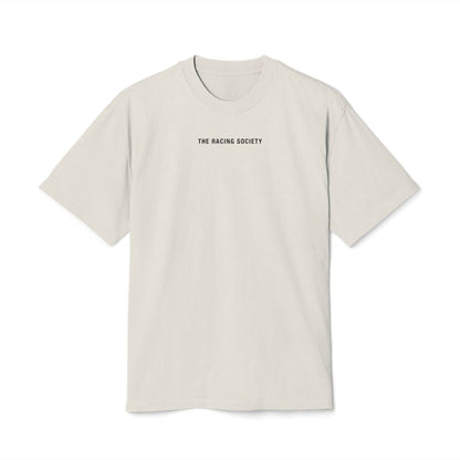 My Therapist Has Six Gears oversized faded tee — front view, Faded Bone, The Racing Society