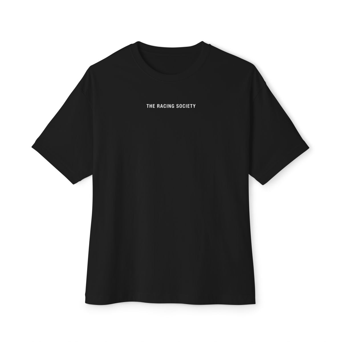 Objects In Mirror oversized boxy tee — front chest wordmark, Black