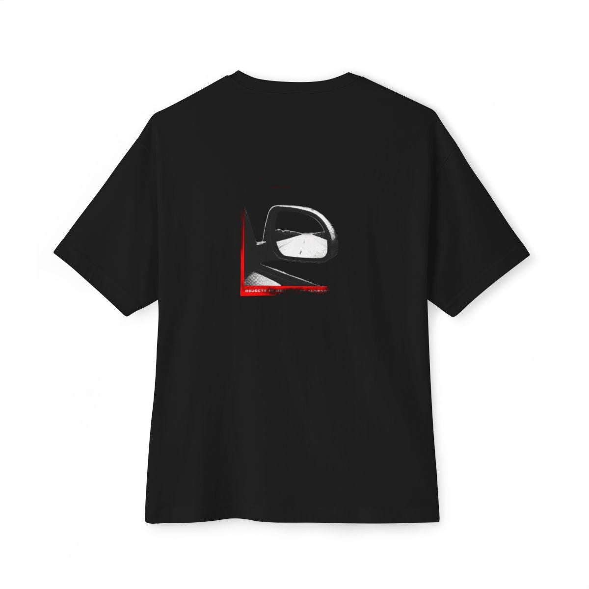 Objects In Mirror oversized boxy tee — back print, Black