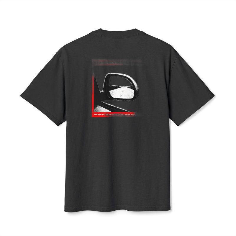 Objects In Mirror oversized faded tee — back view, Faded Black, The Racing Society