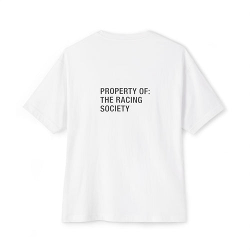 Property Of oversized boxy tee — back print, White