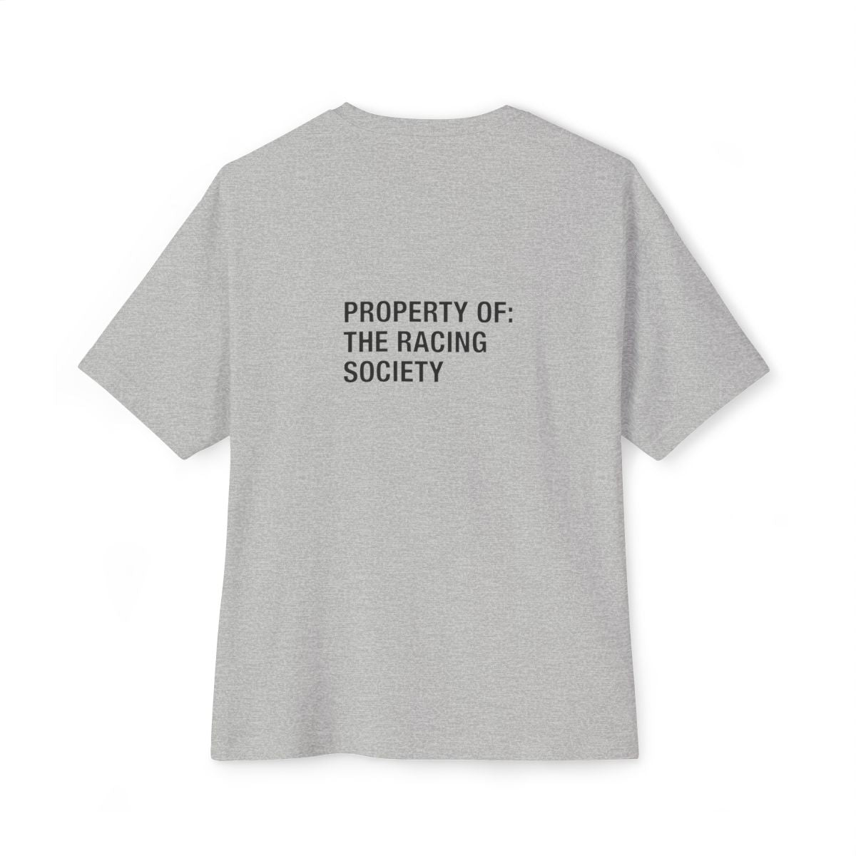 Property Of oversized boxy tee — back print, Athletic Heather