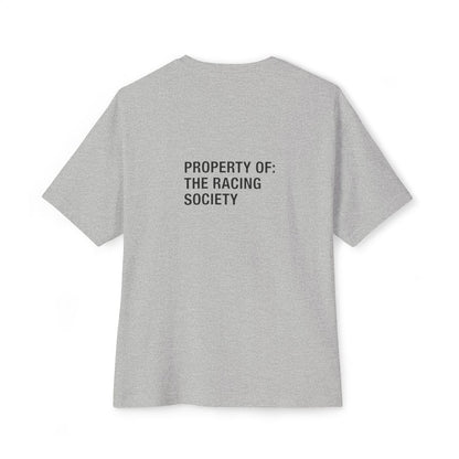 Property Of oversized boxy tee — back print, Athletic Heather