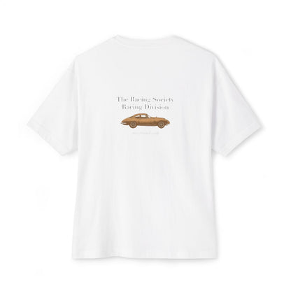 Racing Division oversized boxy tee — back print, White